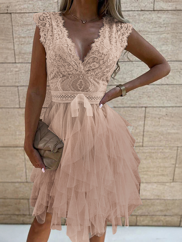 Lace Trim Sleeveless Dress for Women