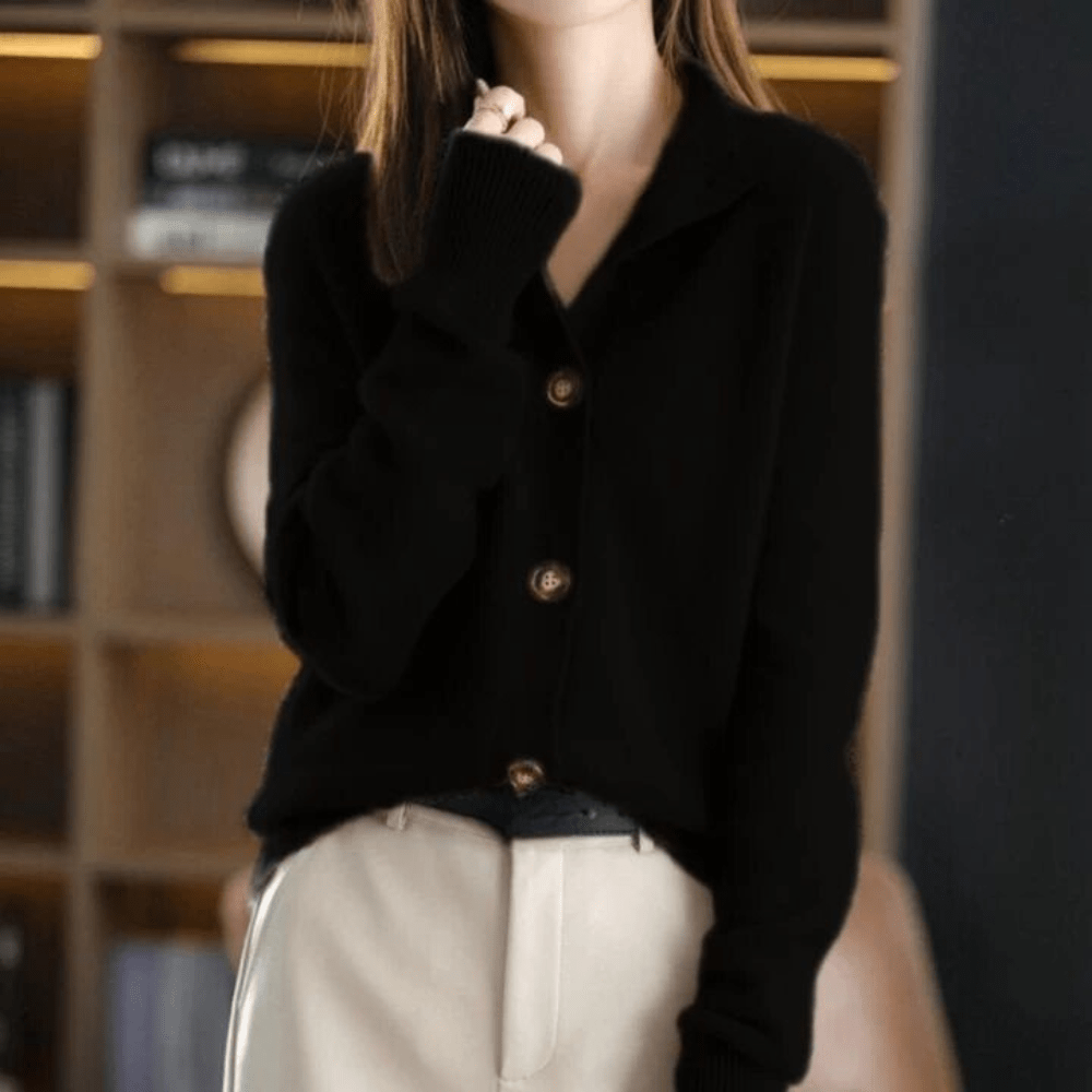 Classic Lapel Knit Cardigan for Women