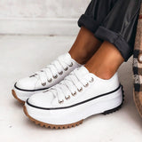 Platform Lace-Up Sneakers for Women – Chunky Sole with Contrast Toe Cap