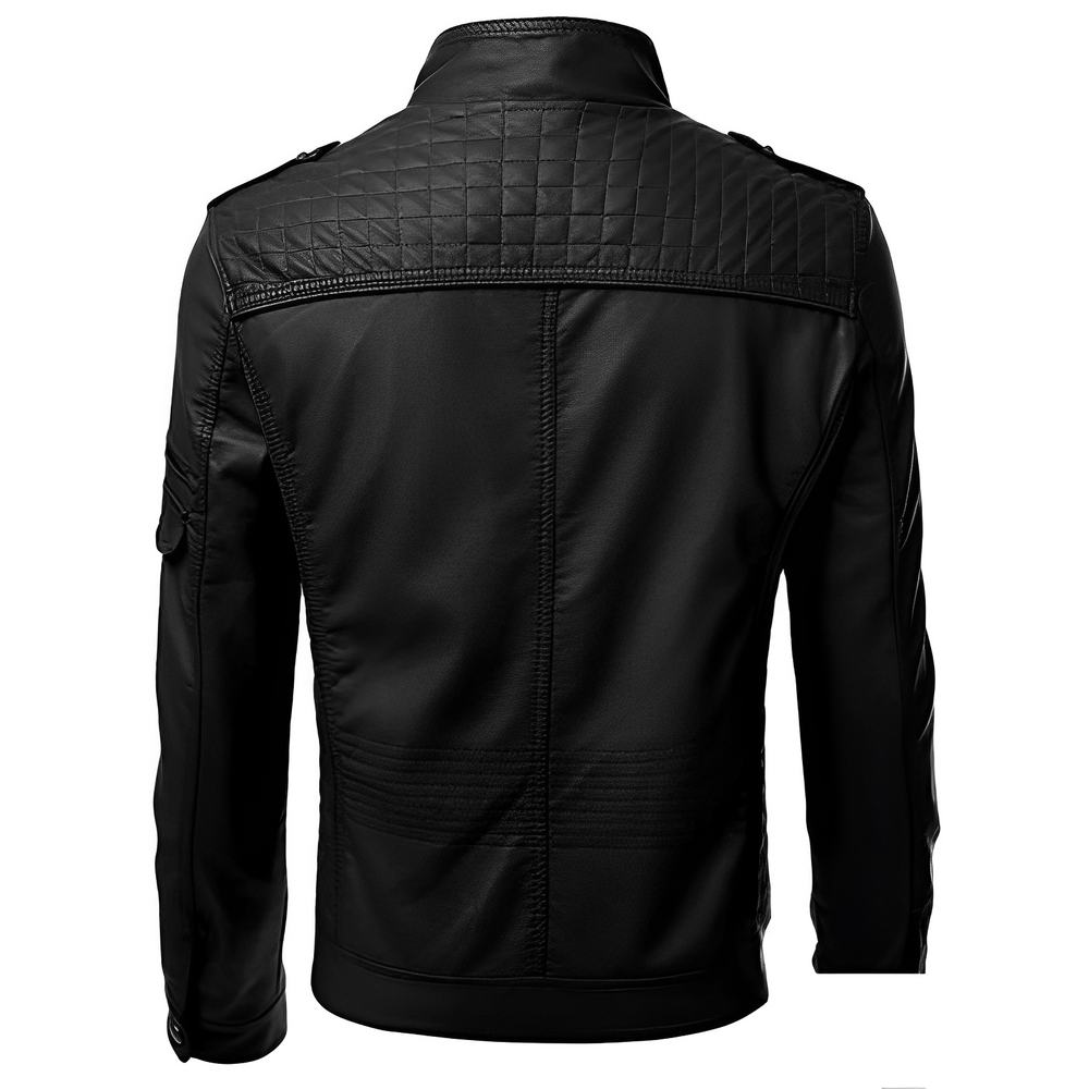 Zip-Up Jacket for Men – Coated Surface & Moto Stitching