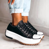 Platform Lace-Up Sneakers for Women – Chunky Sole with Contrast Toe Cap