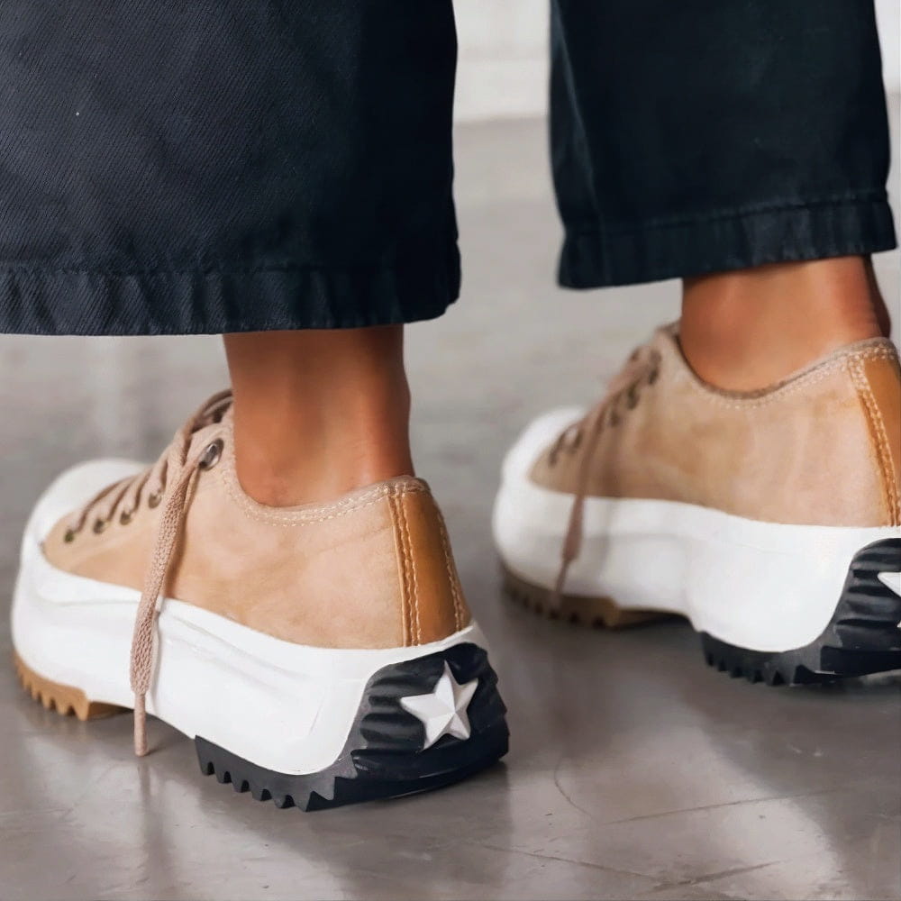 Platform Lace-Up Sneakers for Women – Chunky Sole with Contrast Toe Cap